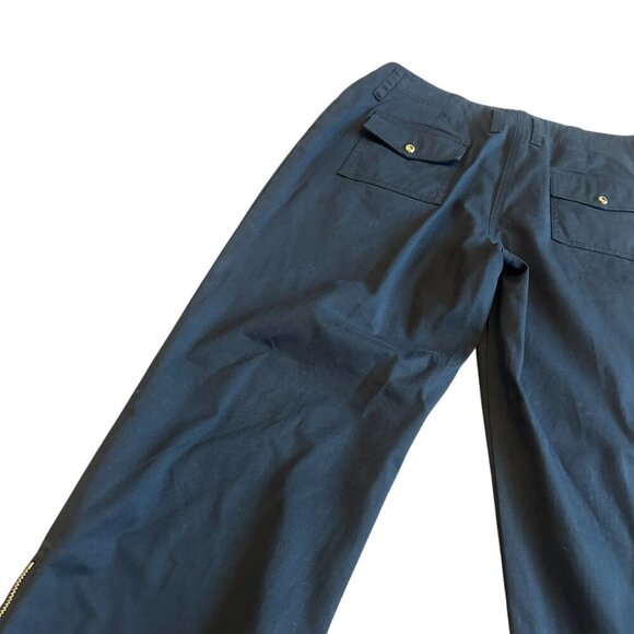 St. John Sport x Marie Gray Black Cropped Length Pants Slacks Gold Zip Size 4 - Picture 9 of 11